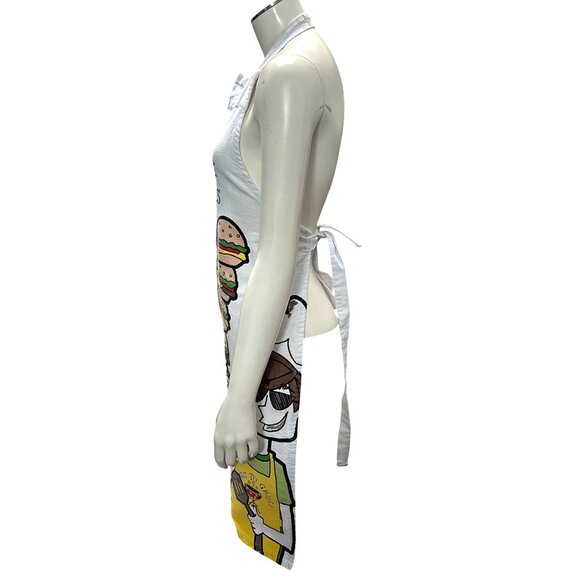 CCC Body Built By Burgers Novelty White Cotton Apron Graphic Hamburger Chef Desi - Picture 3 of 8